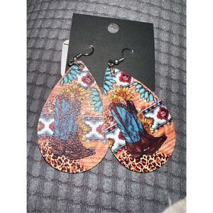 Cowboy Boots Western Teardrop Earrings